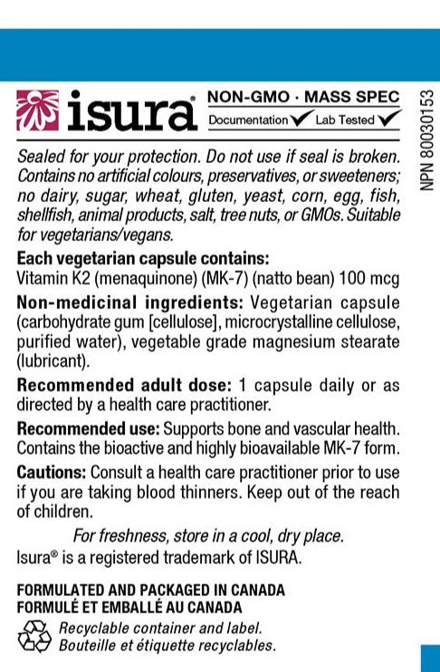 Natural Factors, Vitamin K2, 100mcg, 300+60 Veg Capsules