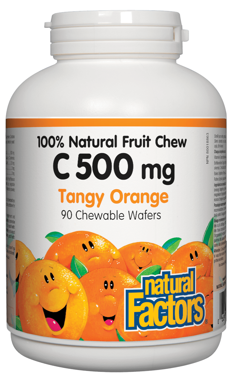 Natural Factors C 500mg Natural Fruit Chews - Tangy Orange Flavour 90 Wafers