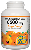 Natural Factors C 500mg 천연 과일 츄 - 톡 쏘는 오렌지 맛 90 웨이퍼