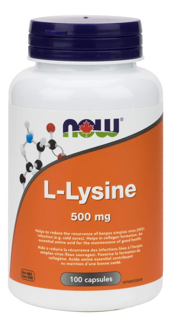NOW L-라이신 500 mg 100 캡슐