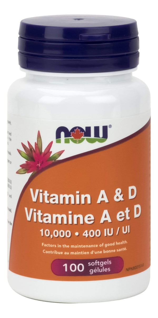 NOW Vitamin A & D 10,000IU/400IU 100 Softgels