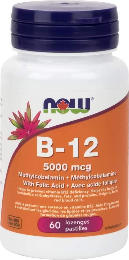 NOW B-12 5000 mcg Methylcobalamin 60 Lozenges