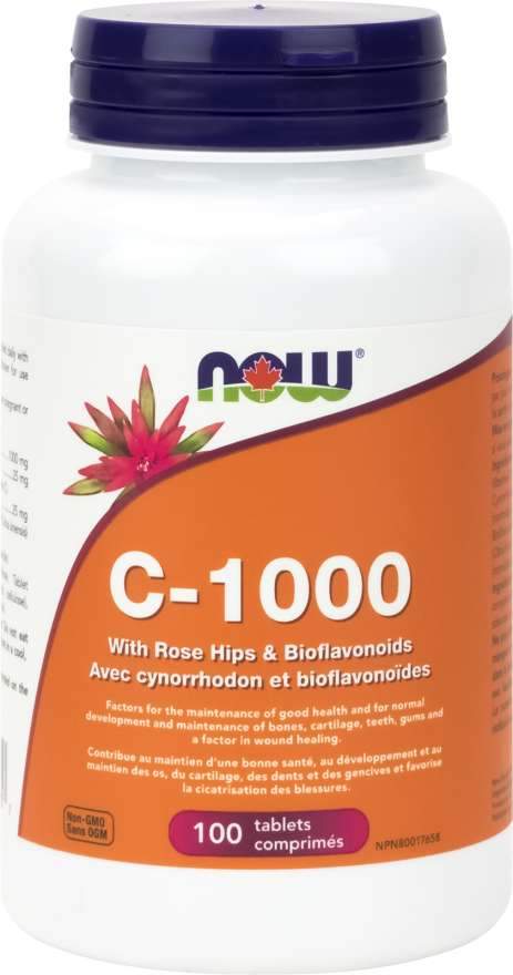 NOW C-1,000 with Rose Hips and Bioflavonoids 100 Tablets