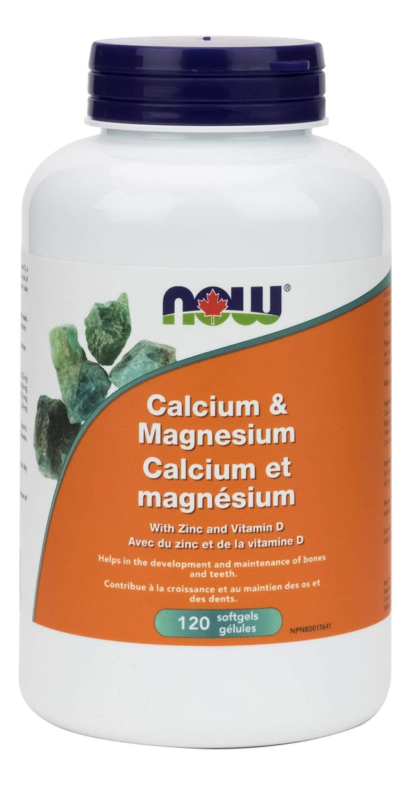 NOW, 칼슘 &amp; 마그네슘(비타민 D &amp; 아연 함유), 소프트젤 120정