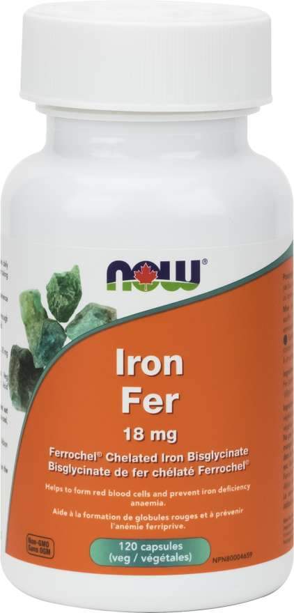 NOW Iron Bisglycinate 18 mg 120 Veg Capsules