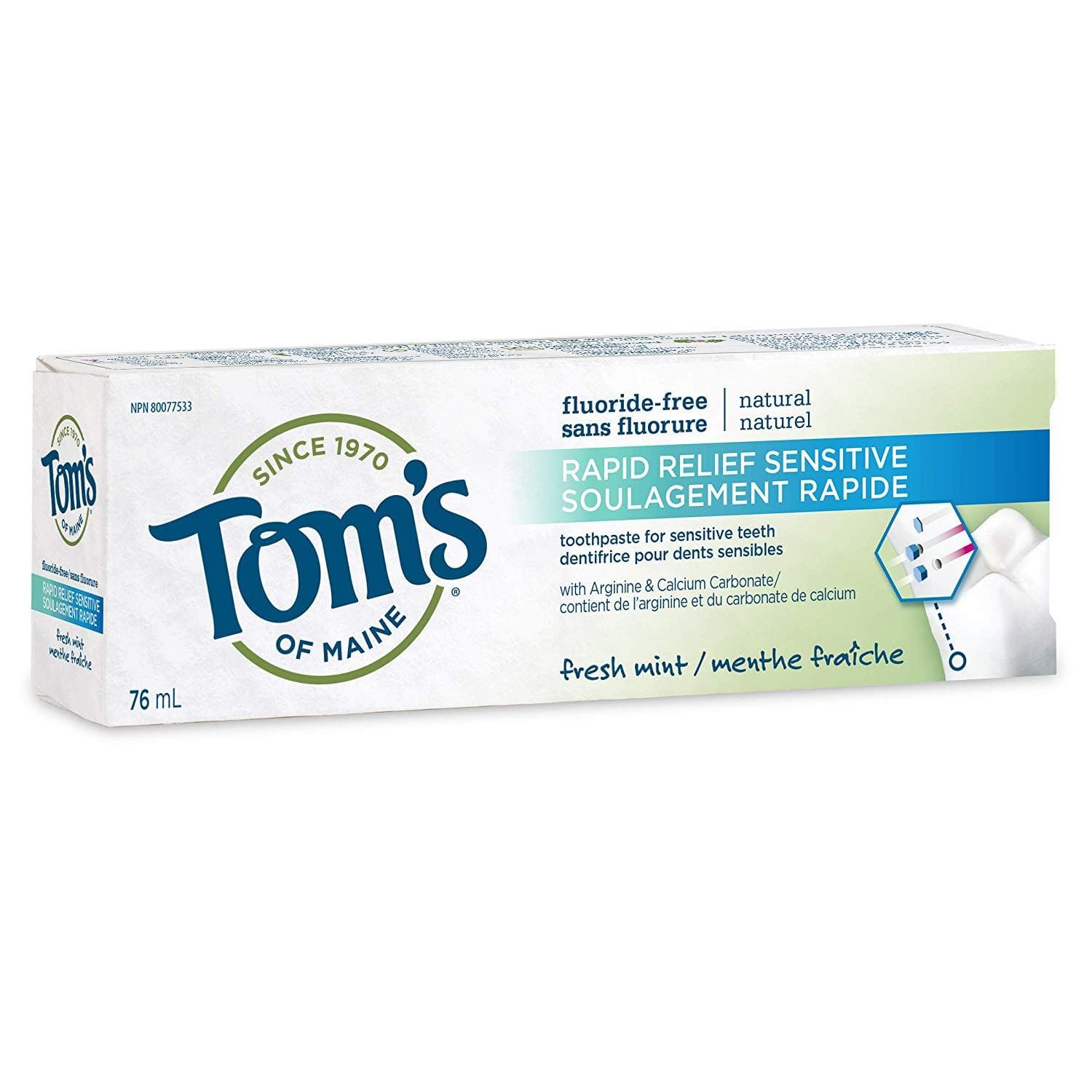 Tom's of Maine Fluoride-Free Rapid Relief Sensitive Toothpaste Fresh Mint 76 ml