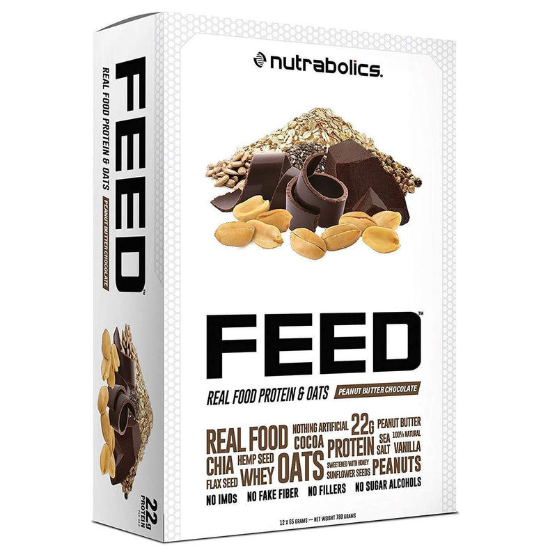 Nutrabolics FEED Real Food Protein & Oats Peanut Butter Chocolate 12 x 65 g Bars