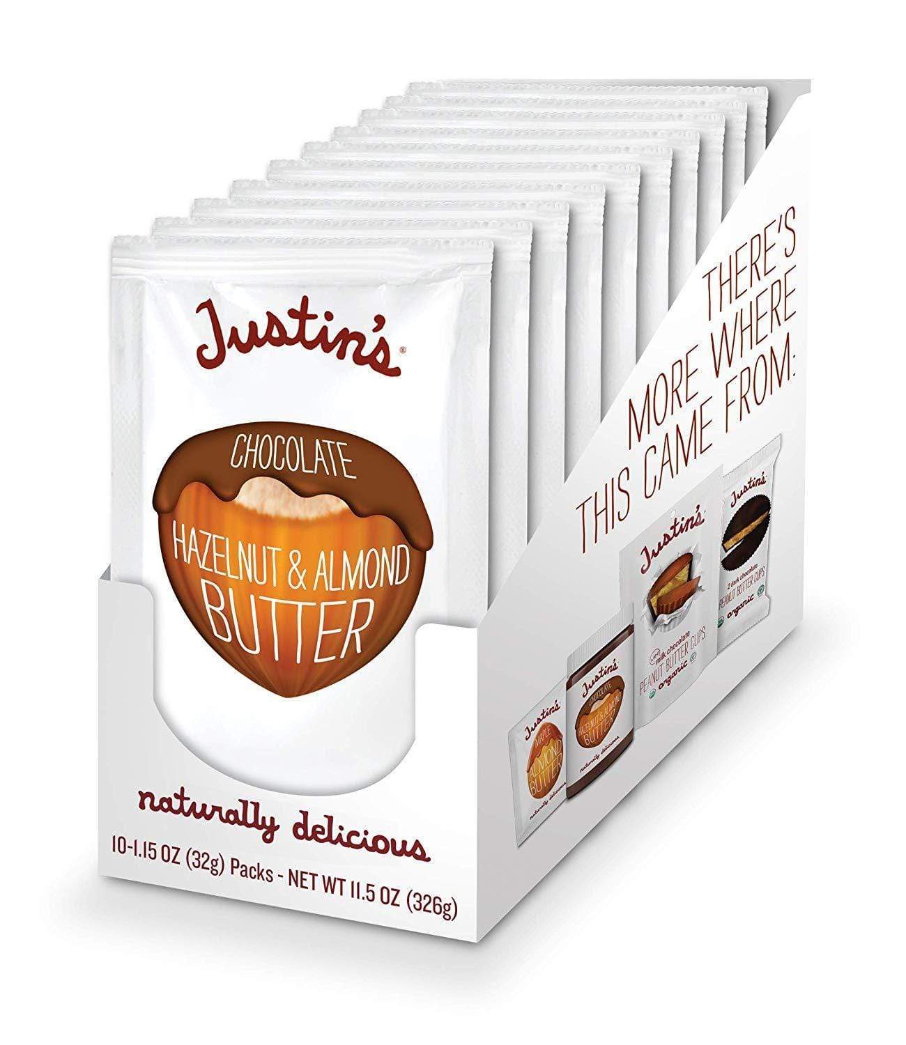 Justin's Chocolate Hazelnut Almond Butter 10 x 32 g Squeeze Packs