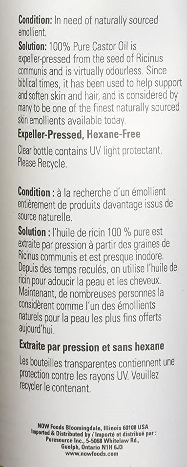 NOW, Castor Oil, 100% Pure, 473 ml