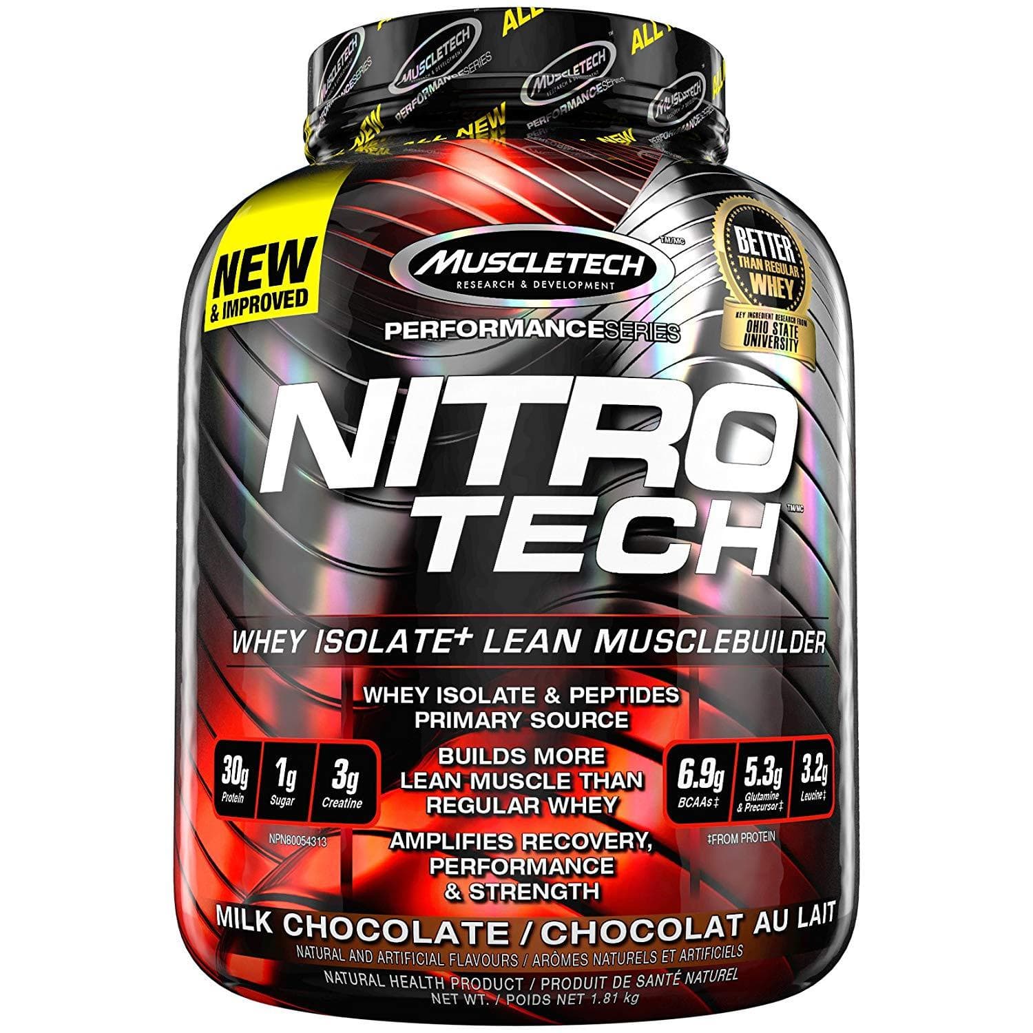 MuscleTech NitroTech Whey Isolate, Milk Chocolate, 1.81 Kg