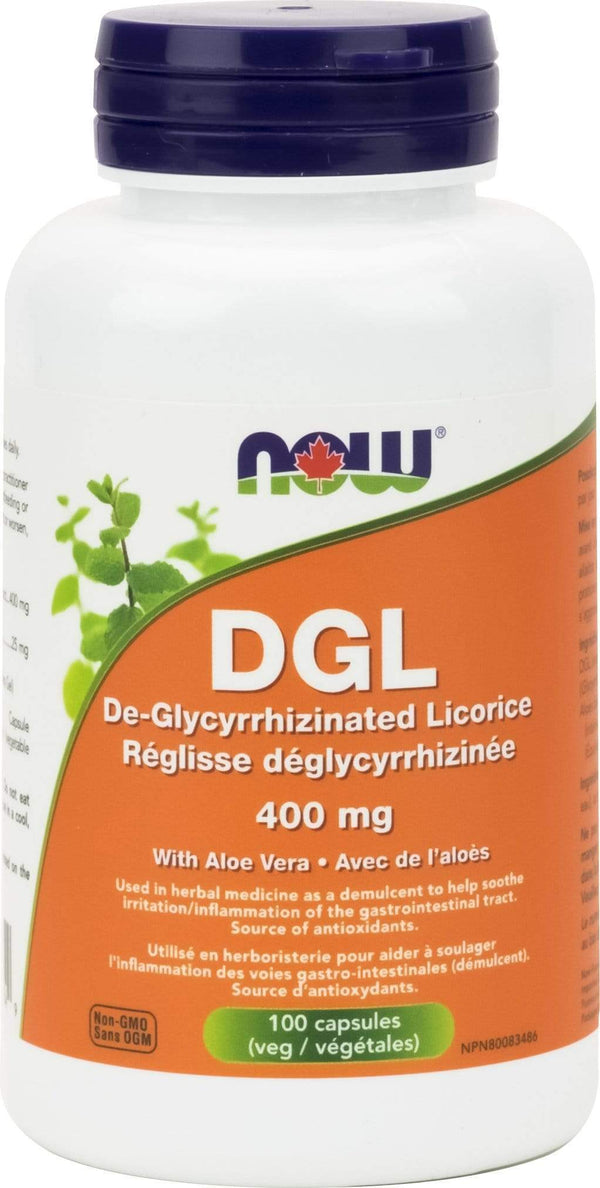 NOW, DGL, 400 mg, 100 식물성 캡슐