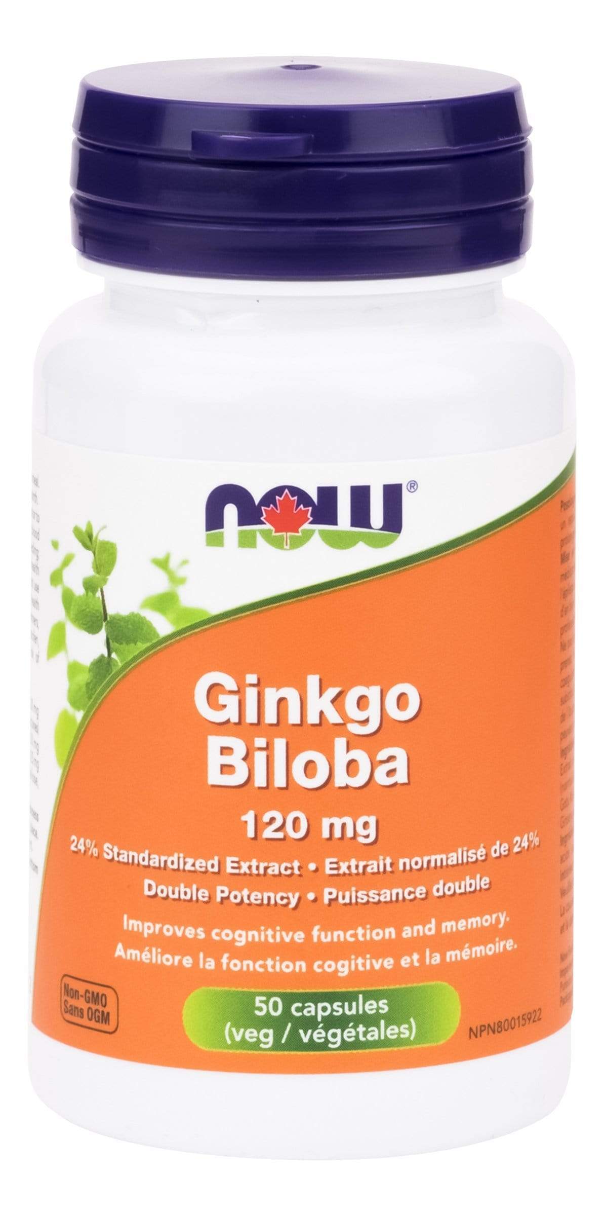 NOW, Ginkgo Biloba, 120mg, 50 Veggie Caps