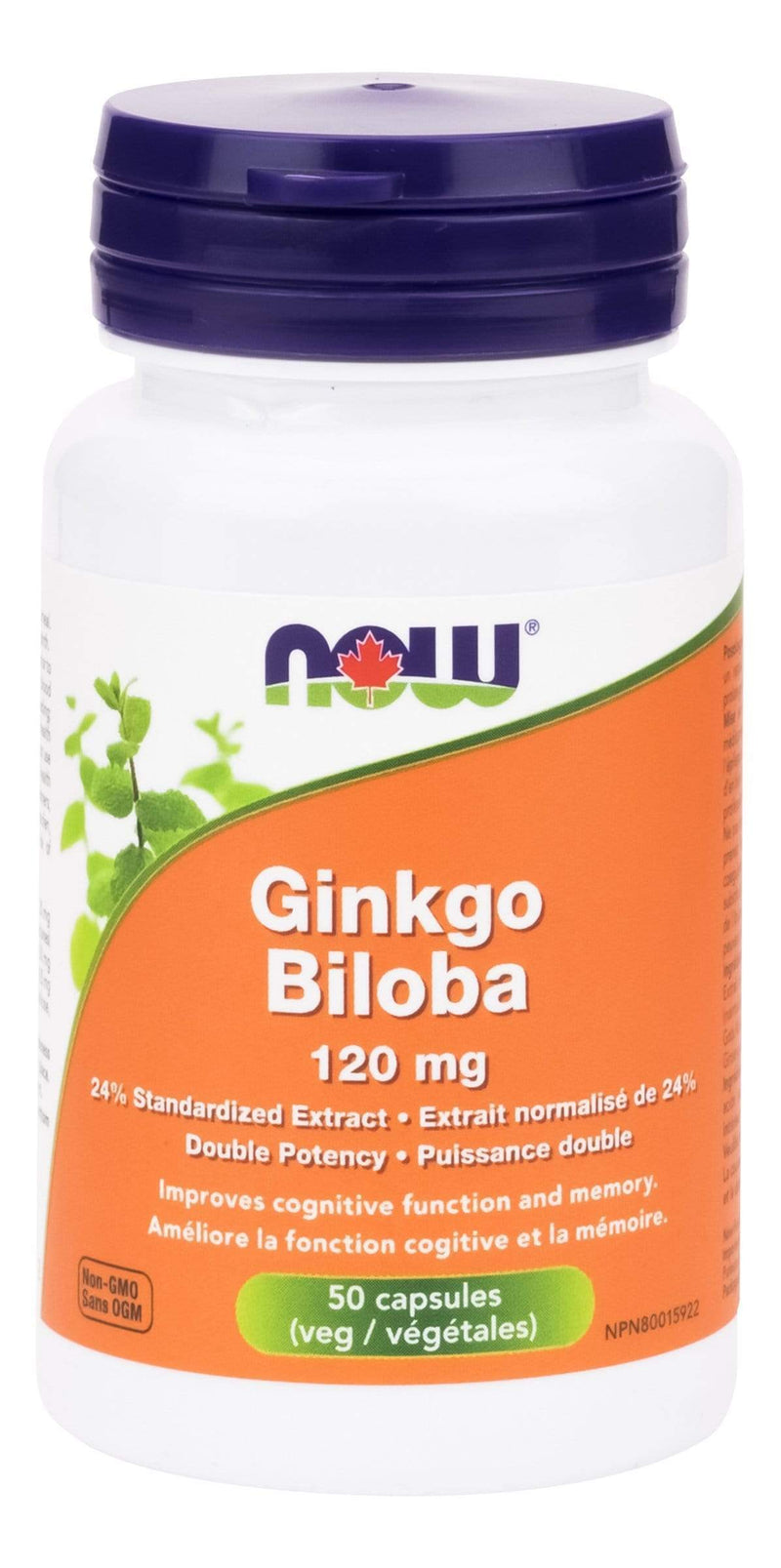 NOW, Ginkgo Biloba, 120mg, 50 Veggie Caps