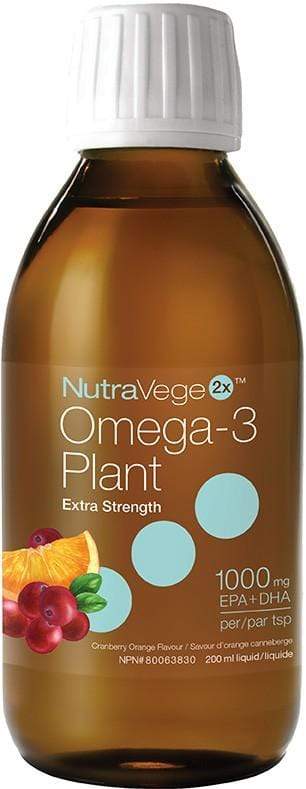 NutraVege2x أوميغا 3 النباتية ذات القوة الإضافية - التوت البري والبرتقال (200 مل)