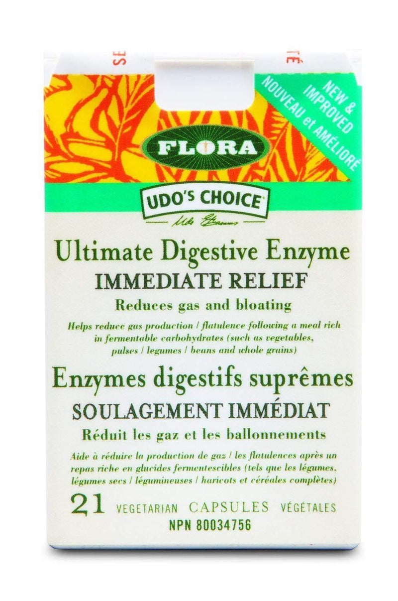 Flora Udo's Choice Ultimate Digestive Enzyme Immediate Relief 21 Capsules
