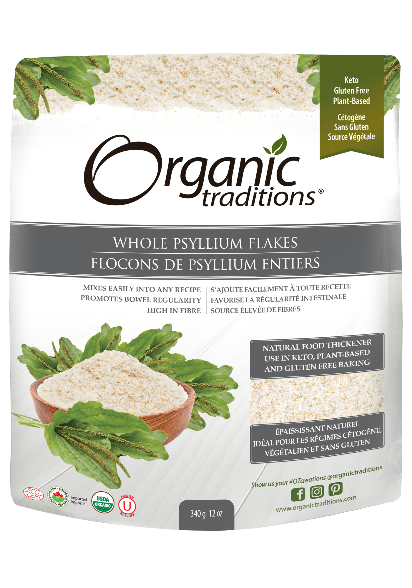 Organic Traditions Whole Psyllium Flakes 340 g
