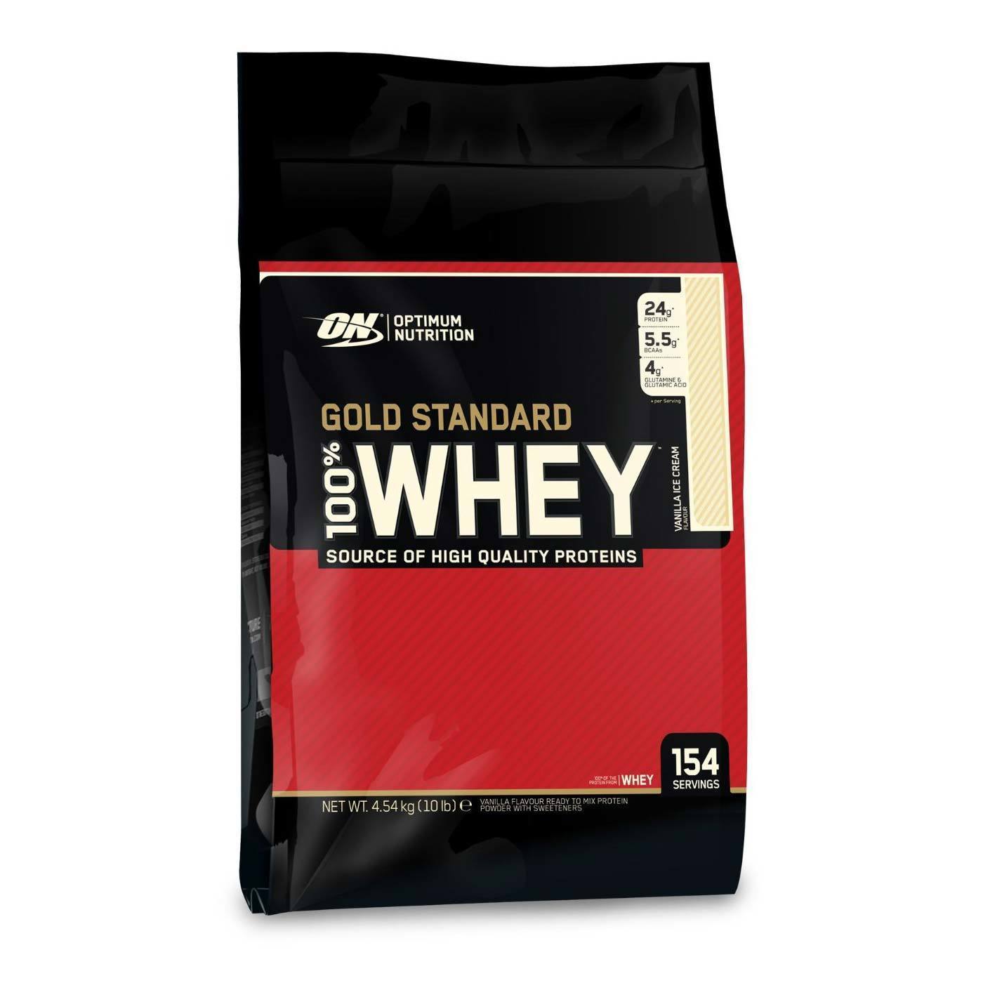 Optimum Nutrition, Gold Standard 100% Whey, Vanilla Ice Cream, 4.54 kg (10 lbs)