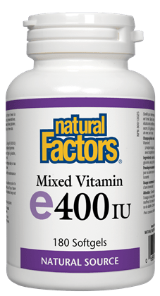 Natural Factors مزيج فيتامين E 400 وحدة دولية، مصدر طبيعي 180 كبسولة هلامية