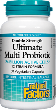 Natural Factors Double Strength Ultimate Multi Probiotic 24 Billion Live Probiotic Cultures 60 Capsules