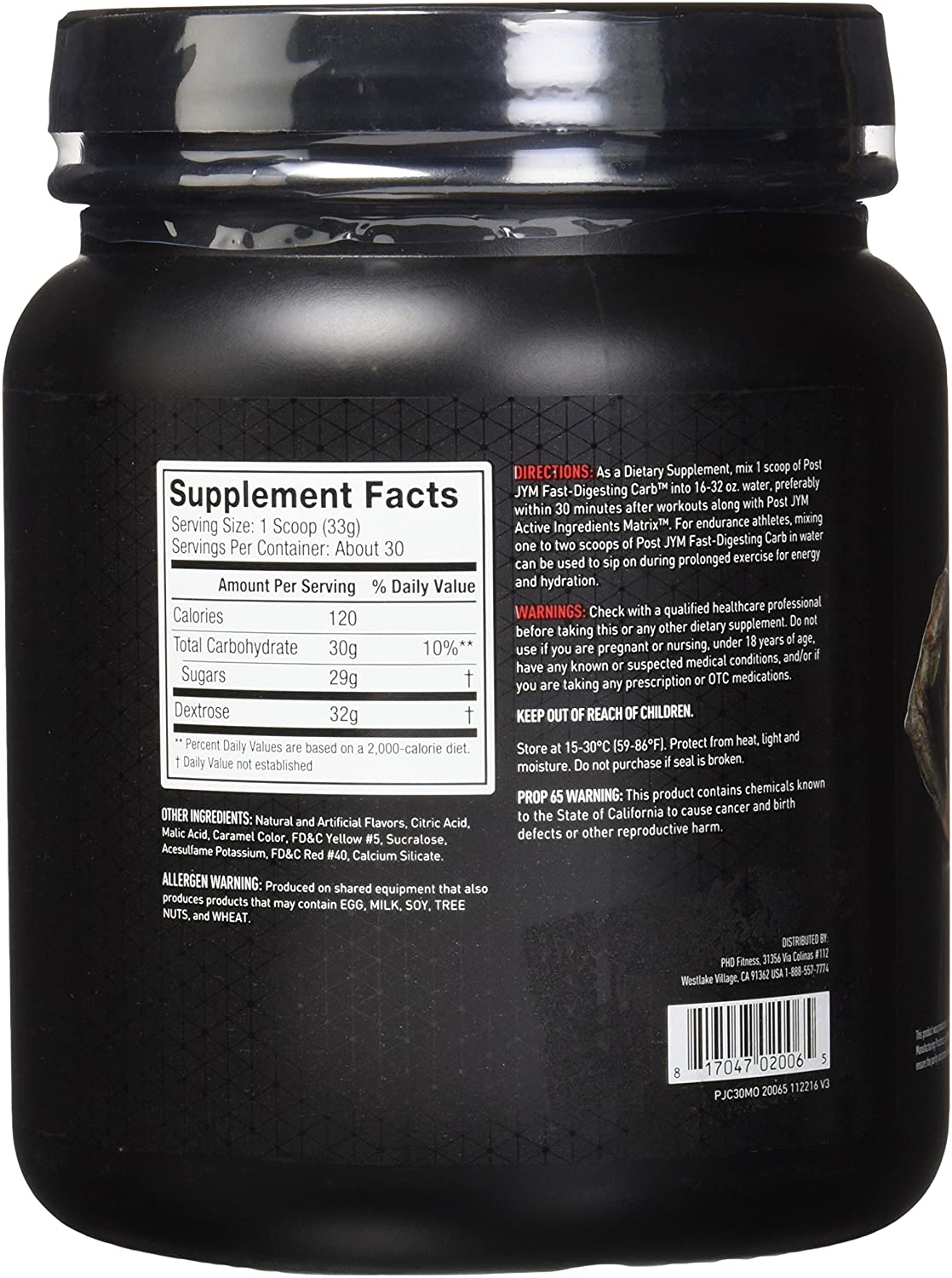 JYM POST  Fast-Digesting Carb 993 g 30 Servings - Mandarin Orange