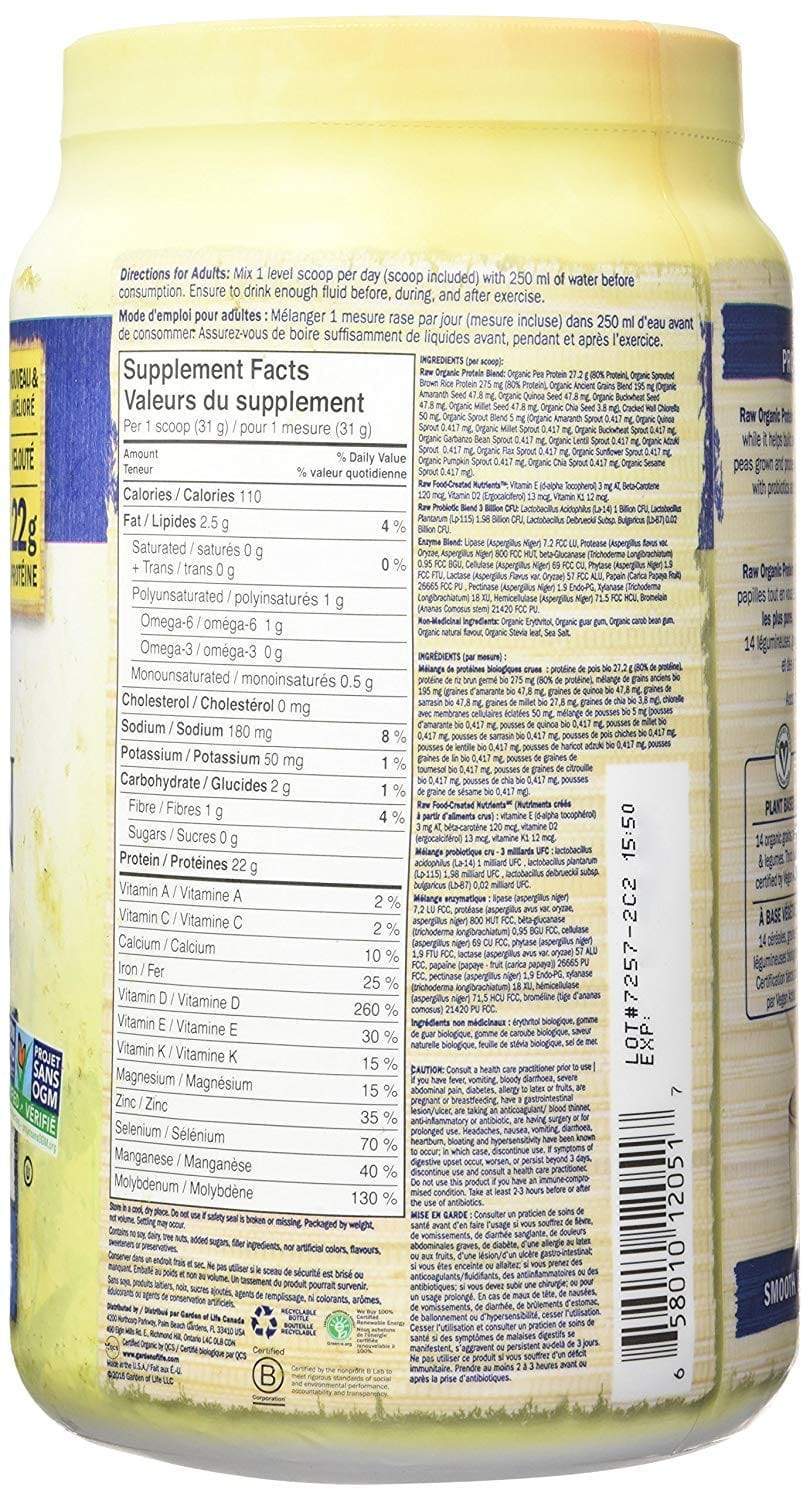 Garden of Life Raw Organic Protein Vanilla 620 g