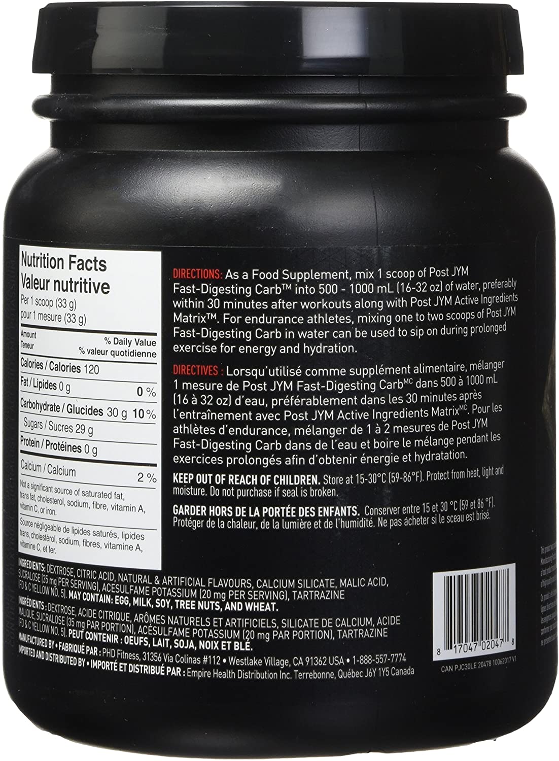 JYM POST  Fast-Digesting Carb 993 g 30 Servings - Lemonade