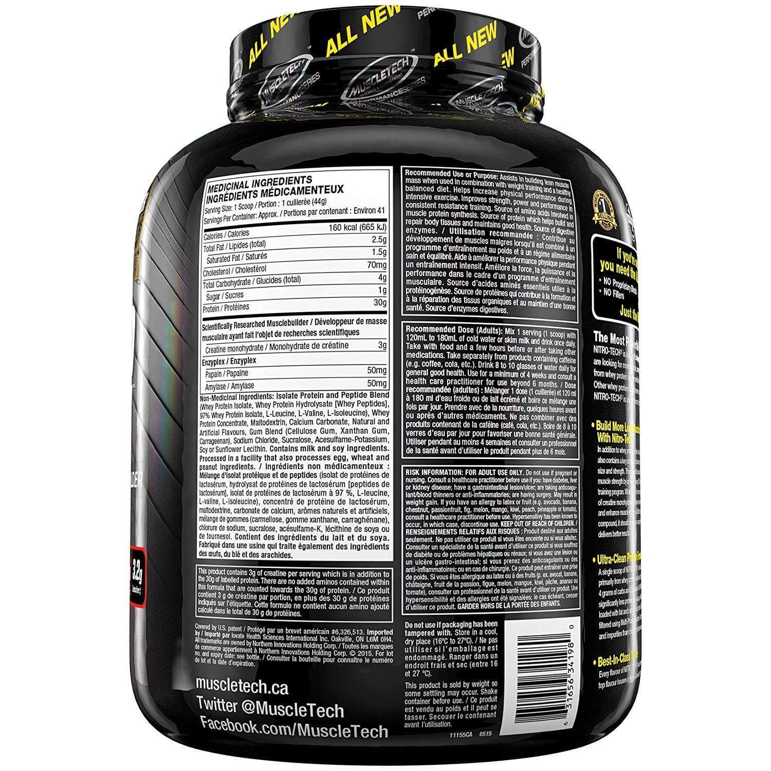MuscleTech NitroTech Whey Isolate, Vanilla, 1.81 Kg