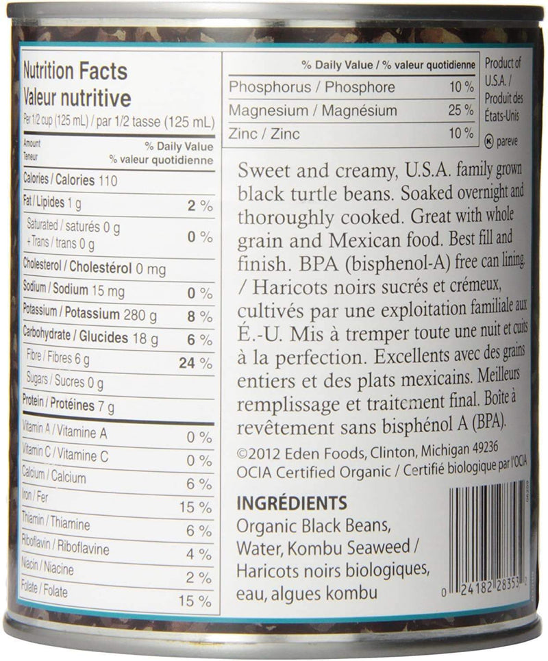 Eden Foods Organic Canned Black Beans 796 ml