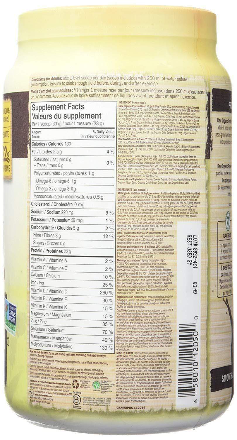 Garden of Life Raw Organic Protein Chocolate 664 g