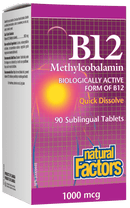 Natural Factors B12 Methylcobalamin 1000 mcg 90 Tablets