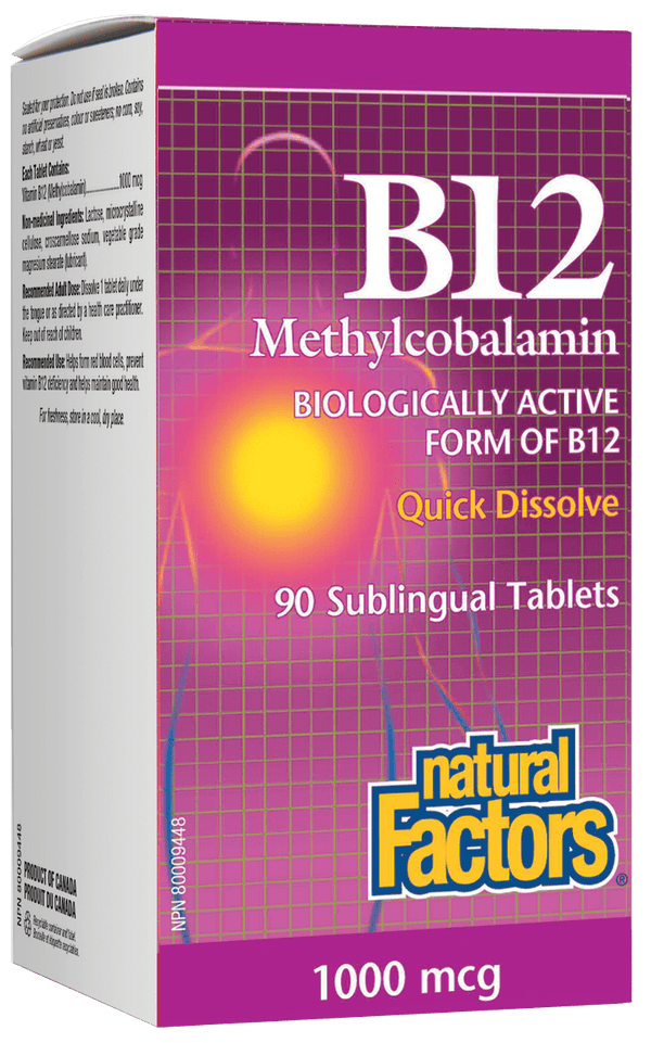 Natural Factors B12 Methylcobalamin 1000 mcg 90 Tablets