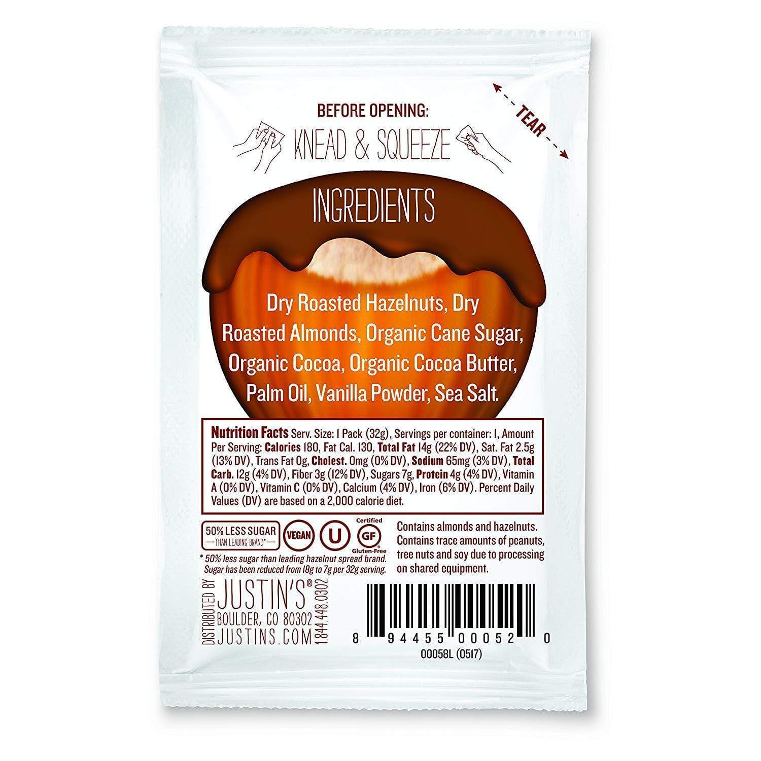 Justin's Chocolate Hazelnut Almond Butter 10 x 32 g Squeeze Packs