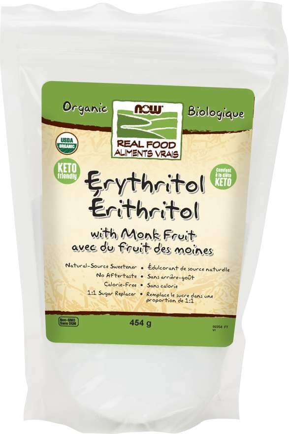 NOW Organic Erythritol with Monk Fruit 454 g