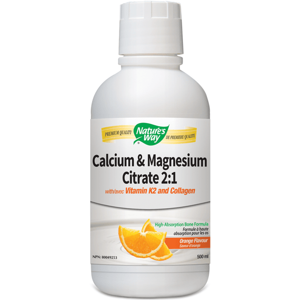 Nature's Way Calcium & Magnesium Citrate 2:1 with Vitamin K2 and Collagen - Orange 500 ml