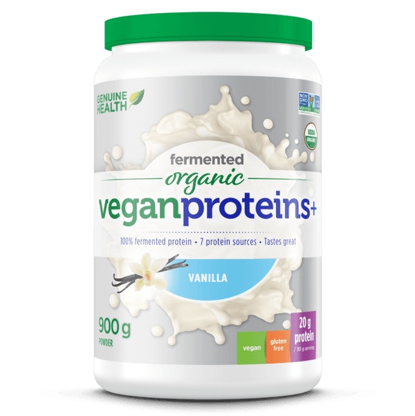 بروتينات نباتية عضوية مخمرة صحية حقيقية + فانيليا 900 جم