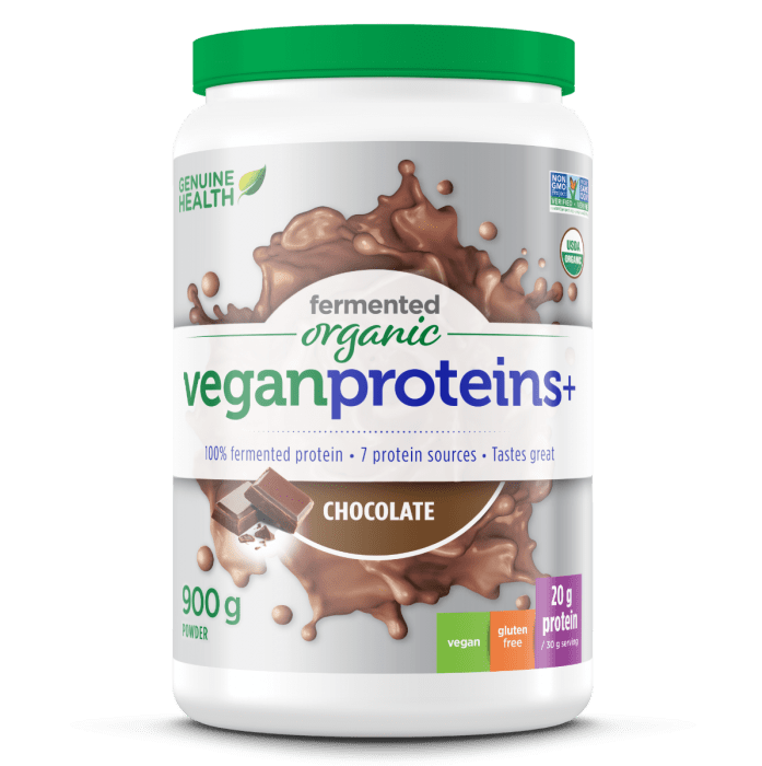 Genuine Health Fermented Organic Vegan Proteins+ Chocolate 900 g