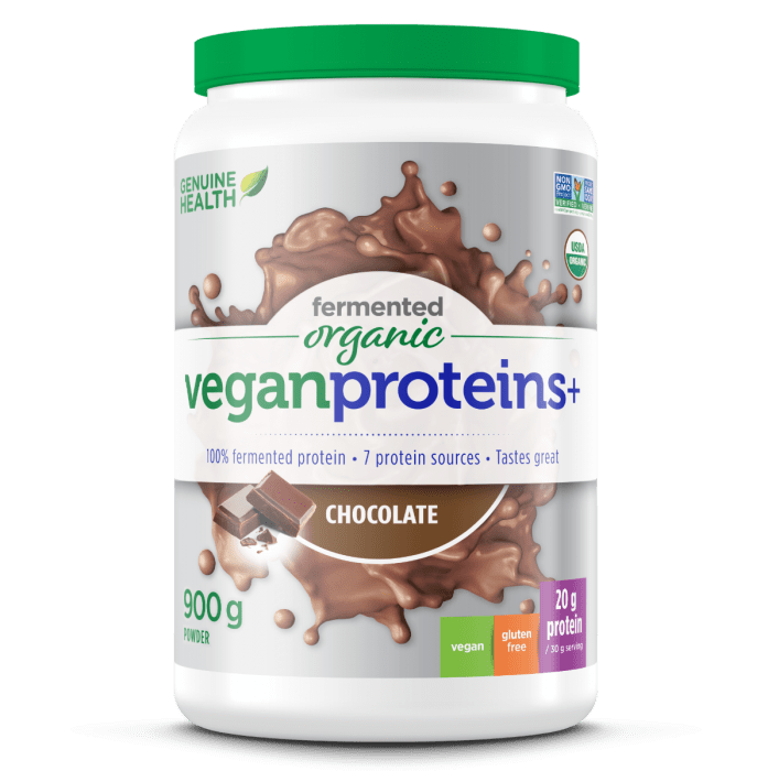 بروتينات نباتية عضوية مخمرة صحية حقيقية + شوكولاتة 900 جم
