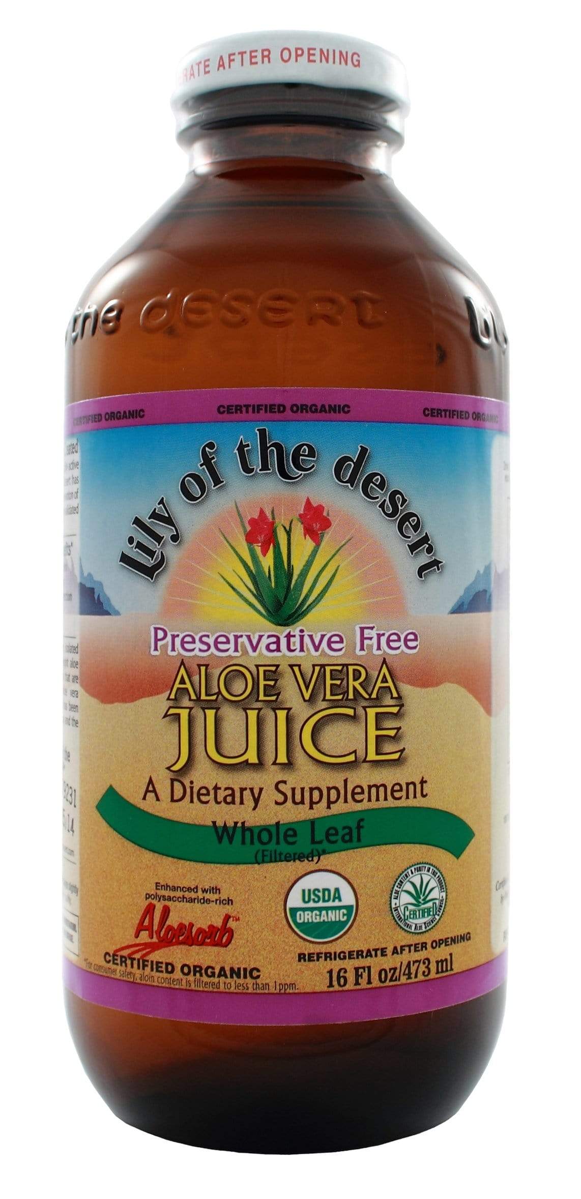 Lily of the Desert, Aloe Vera Juice, Whole Leaf, 473mL (16 fl oz)