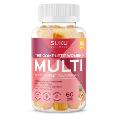 Suku Vitamins The Complete Women's Multi Plus CoQ10 والألياف 60 علكة - نكهة الخوخ والأناناس