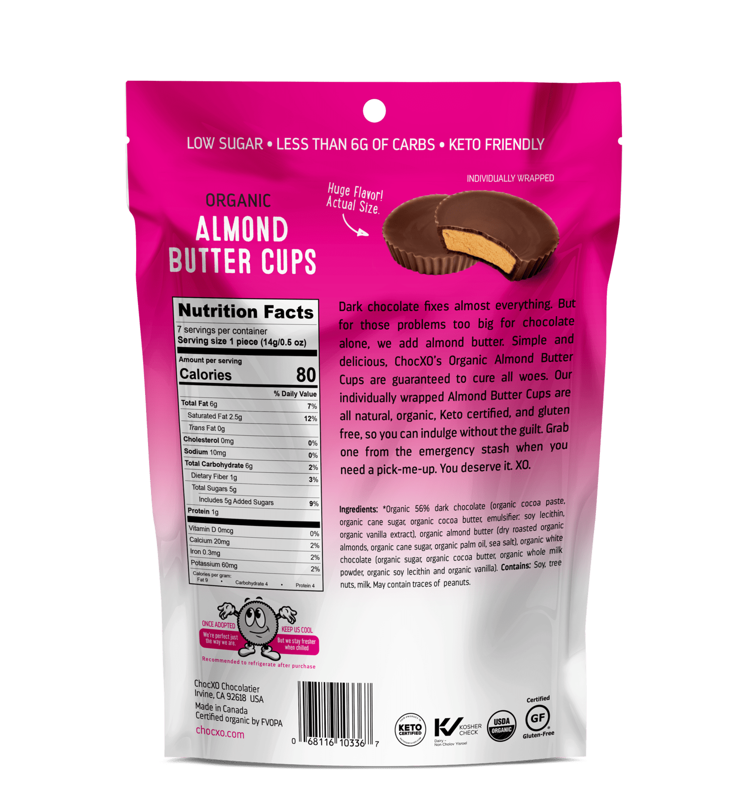ChocXO Dark Chocolate Almond Butter Cups