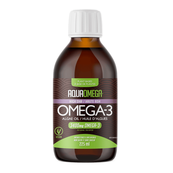 AquaOmega Plant-Based Omega-3 High DHA 3400 mg - Unflavoured (225 mL)