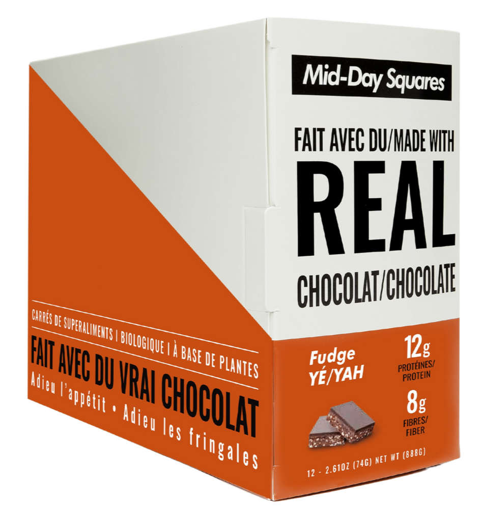 Mid-Day Squares, Functional Vegan Bar, Fudge YAH, 66g (Box of 12)