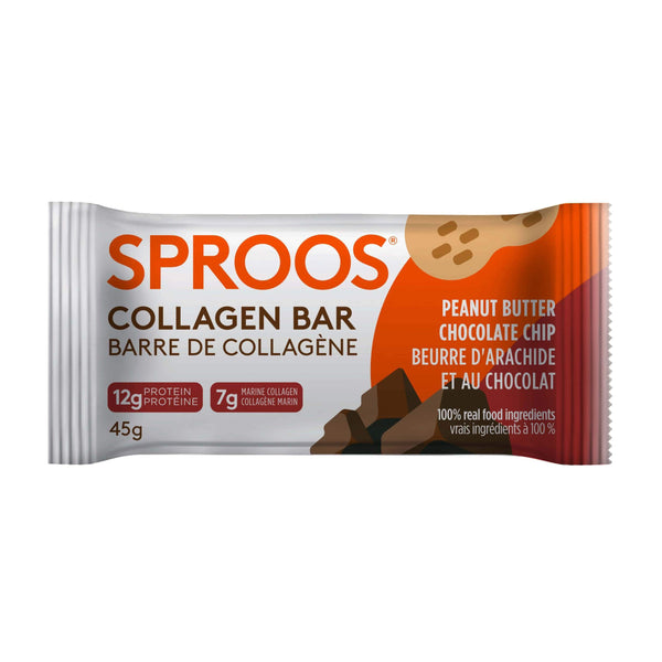 Sproos Marine Collagen Bar, Peanut Butter Chocolate Chip (12pk)