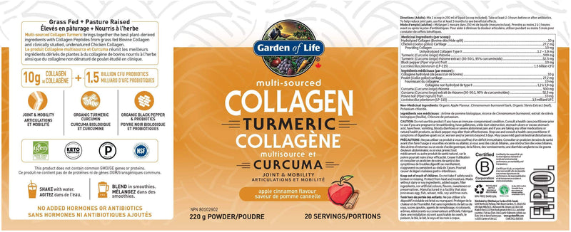 Garden of Life Multi-sourced Collagen Turmeric Powder
