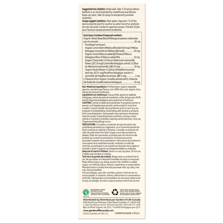 Garden of Life mykind Organics Sleep Well Spray