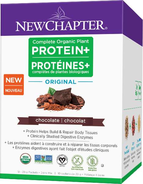 New Chapter 완전 ​​유기농 식물 단백질+ 오리지널 초콜릿 10 x 29g 패킷