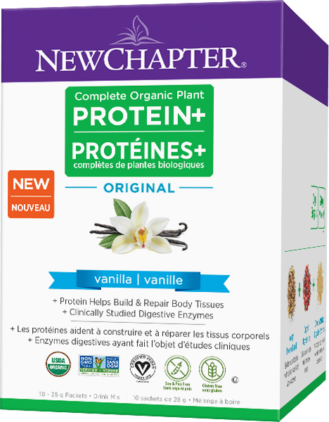 New Chapter 완전 ​​유기농 식물 단백질+ 오리지널 바닐라 10 x 28g 패킷