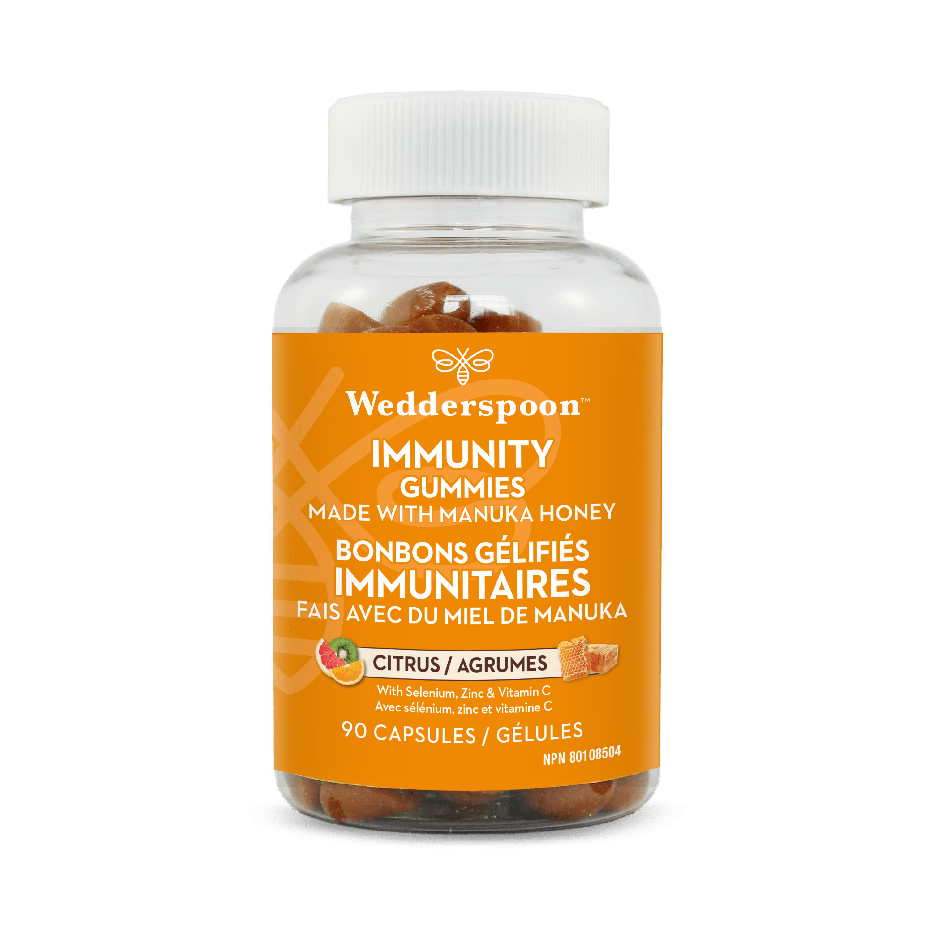 Wedderspoon Manuka Honey Immunity Gummies Citrus Flavor