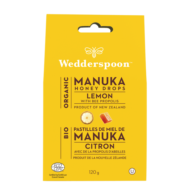 Wedderspoon عسل مانوكا العضوي قطرات نكهة الليمون