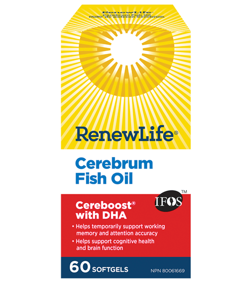 Renew Life Cerebrum Fish Oil with DHA 60 Softgels